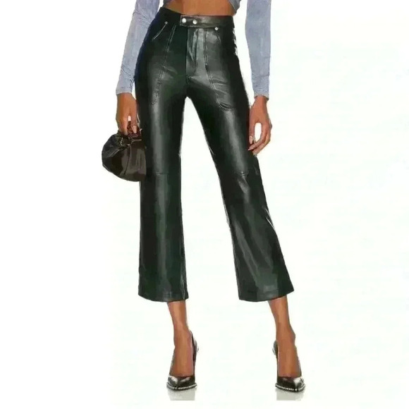 NEW BLANK NYC Vegan Leather Hi Rise Cropped Pant The Baxter MSRP: $98.00 - Picture 6 of 10
